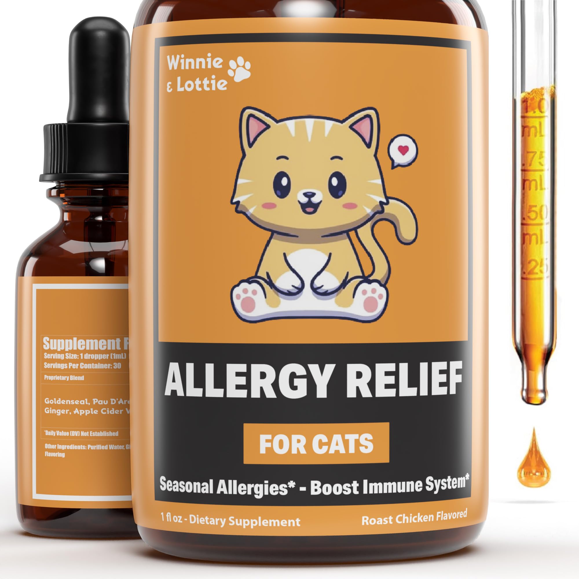 Natural Allergy Relief for Cats | Supports Allergy & Itch Relief for Cats | Cat Allergy | Cat Itch Relief | Cat Itchy Skin Relief | Cat Allergy Relief for Cats | Cat Supplements & Vitamins | 1 fl oz