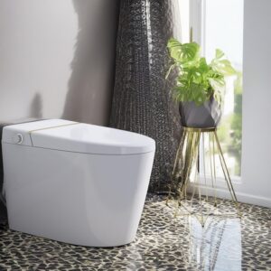 cipacho smart toilet with bidet built in, modern bidet toilet with heated seat, one piece elongated bidet toilet with auto flush,foot sensor flush,warm air drying, remote control and led display