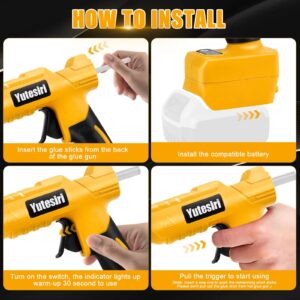 Yutesiri Cordless Hot Glue Gun for Dewalt 20V Max Battery, Handheld Electric Power Glue Gun Full Size for Arts & Crafts & DIY with 20PCS 0.43" Glue Sticks (Battery Not Included)