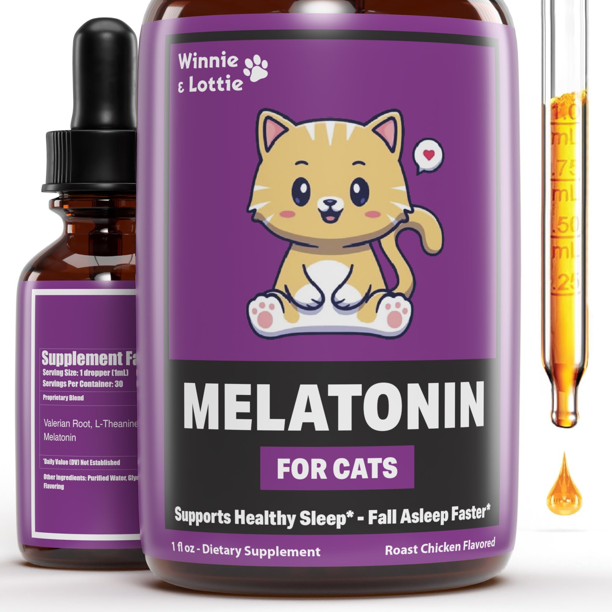 Cat Melatonin | Melatonin for Cats | Helps to Support Restful Sleep for Your Cat | Cat Sleep Aid | Cat Calming | Cat Anxiety Relief | Anxiety Relief for Cats | Cat Stress Relief | 1 fl oz