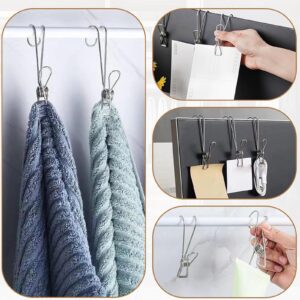 Stainless Steel Metal Long Tail Clip with Hooks,2024 New Stainless Steel Clothespins with Hooks,Clip Hanging Universal Clips,Hanging Universal Clips for Kitchen Bathroom Office DIY (20Pcs)