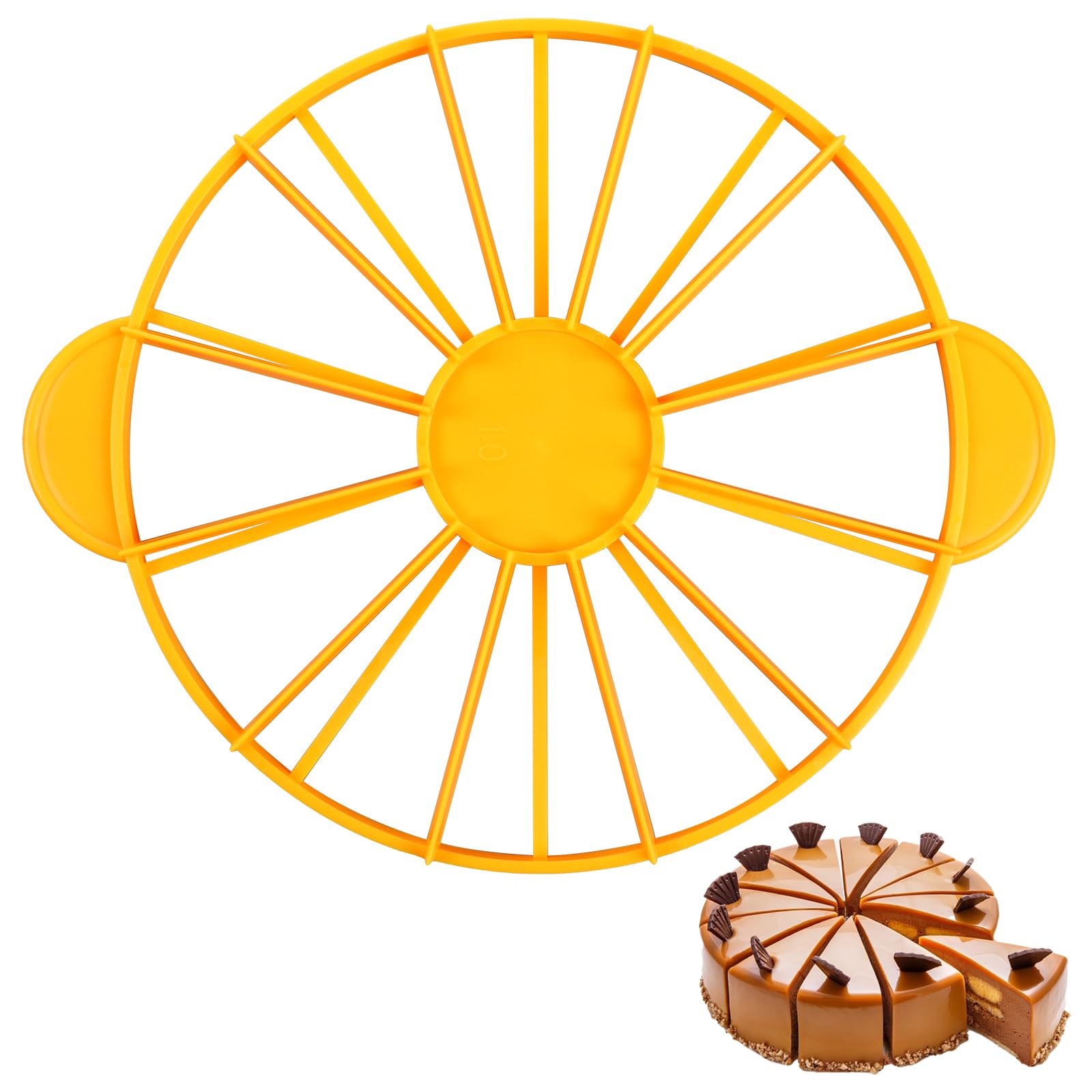 Liobelon Cake Portion Cutter Cake Divider Cheesecake Slicer Cake Slicer for Even Slices Double Sided Cake Portion Marker 10 or 12 Slices,Yellow