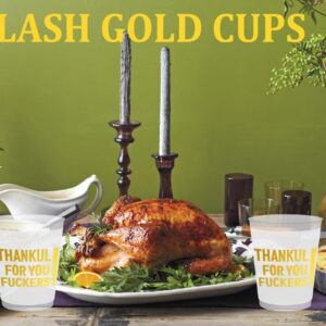 Thankful for You Cups, Happy Friendsgiving Cups, Friendsgiving Decorations, Friendsgiving Party Decorations, Friendsgiving Drinking Cups, BZ Thanksgiving Party Decorations (Gold Foil,16 Count,16 Oz.)