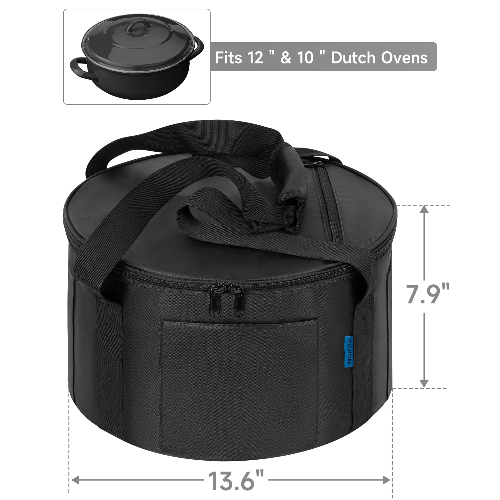 Dutch Oven Bag for 12 Inch Dutch Oven, Dutch Oven Carry Bag with Extra Pockets