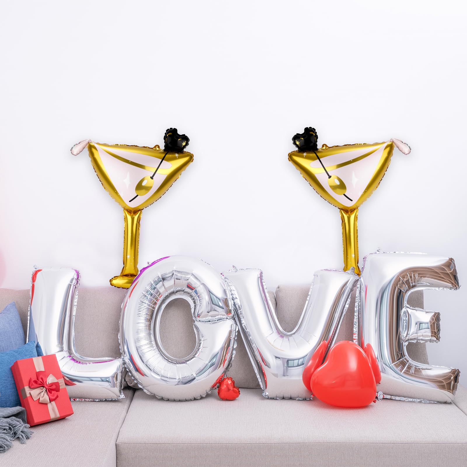 2Pcs Martini Balloon for Party Decoration, Martini Glass Balloons Martinis Bachelor Decoration Drink Foil Balloons for Birthday Wedding Bachelor Parties