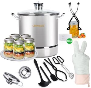 linmagco canning supplies starter kit-canning pot, water bath canner with lid - stainless steel, home canning tool kit, steam canner with rack for canning