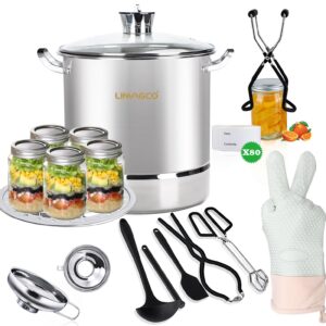 LINMAGCO Canning Supplies Starter kit-Canning Pot, Water Bath Canner with Lid - Stainless Steel, Home Canning Tool Kit, Steam Canner with Rack for Canning