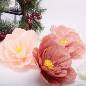 24 Pcs Tissue Paper Flowers, Crepe Paper Flowers Decorations for Wall Flower Party Decorations Crepe Paper for Flower Making for Wedding Party Bridal Shower