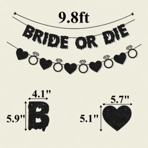 FAKTEEN Bride or Die Banner Bachelorette Party Decorations for Women Girls, Ring Black Heart Garland Bride to Be Sign Halloween Gothic Bridal Shower Engagement Wedding Party Supplies