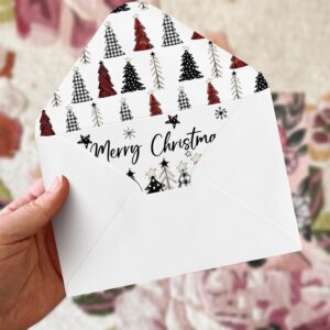 Artoid Mode 24 Pack Merry Christmas Thank You Cards Star Black White Xmas Tree Greeting Cards Gift With Envelope Sticker Blank Note Cards for Birthday Wedding Baby Shower Bridal Shower, 4 x 6 Inch