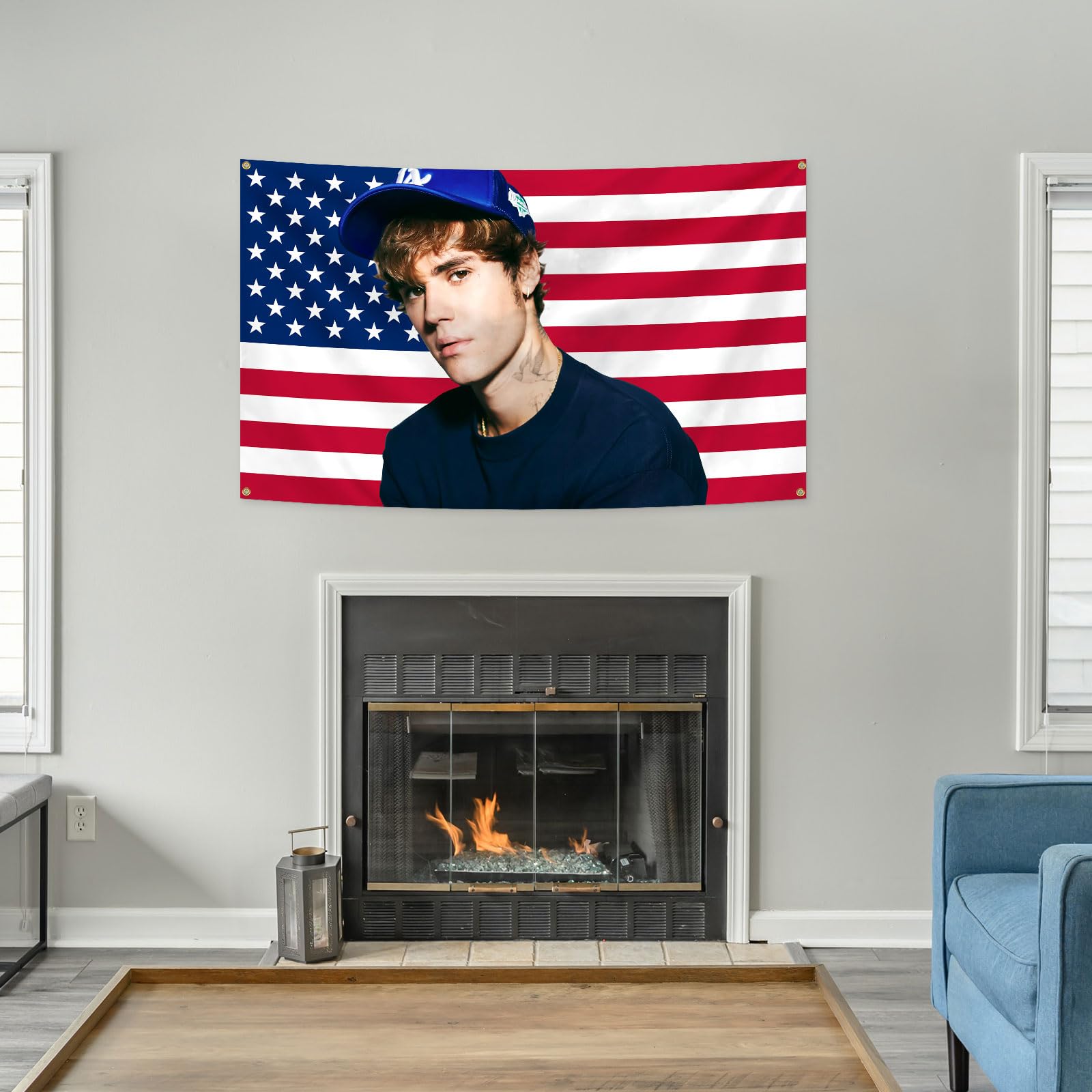 Generic American Flag Justin Music Singer Bieb-ers Banner 3x5 Feet Home Decoration Funny Flag Bedroom Living Room College Dormitory Headboard Background Outdoor Decoration, red