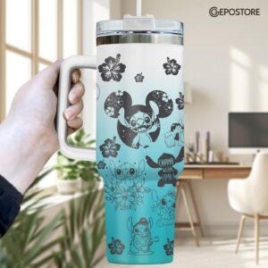 GEPOSTORE Blue Alien 40 Oz Tumbler With Lid Stainless Steel, Cute Cartoon Movie Character Tumbler, Birthday Gifts for Movie Lovers