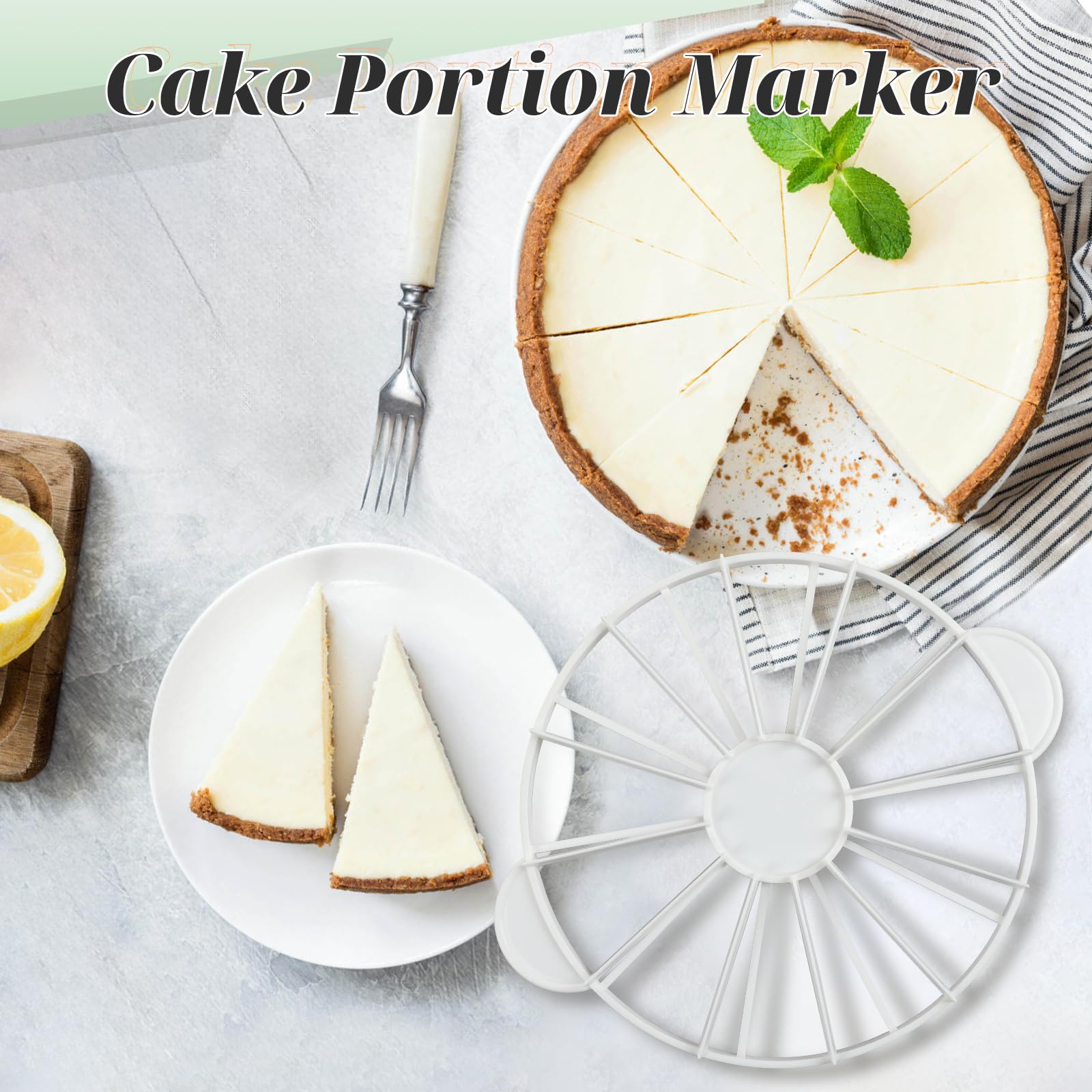 Liobelon Cake Portion Cutter Cake Divider Cheesecake Slicer Cake Slicer for Even Slices Double Sided Cake Portion Marker 10 or 12 Slices,White