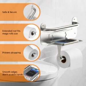 Grab Bars for Bathtubs and Showers with Toilet Paper Holder, Assistance Handle with Toilet Roll Holder and Shelf for Elderly Seniors, Waterproof Bathroom Handicap Safety Handrail for Wall Mount