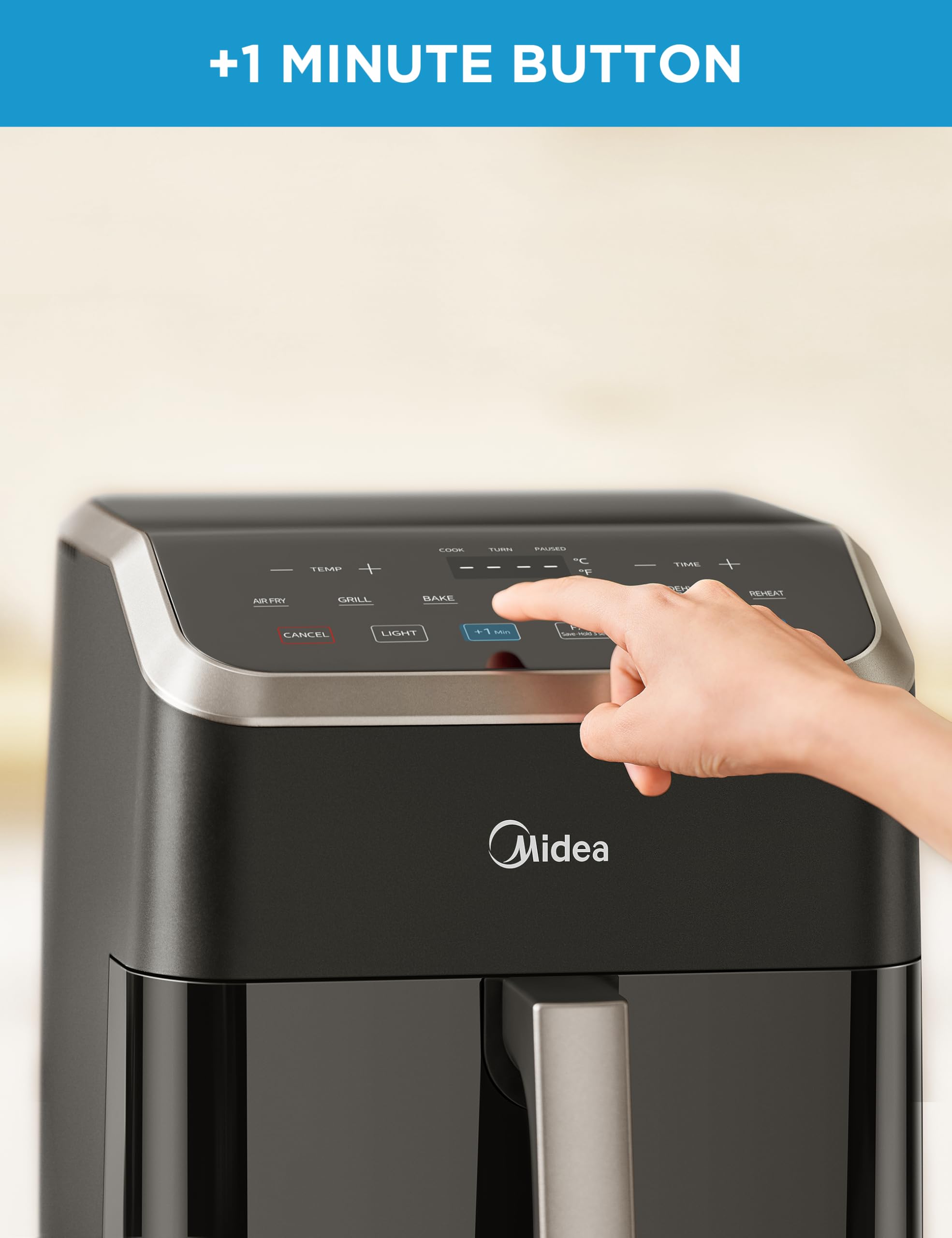 Midea Air Fryer 5.5 Quart with See-Thru Window, Heatexpress Rapid Air Technology, and 9 Preset Menus for Quick and Easy Meals