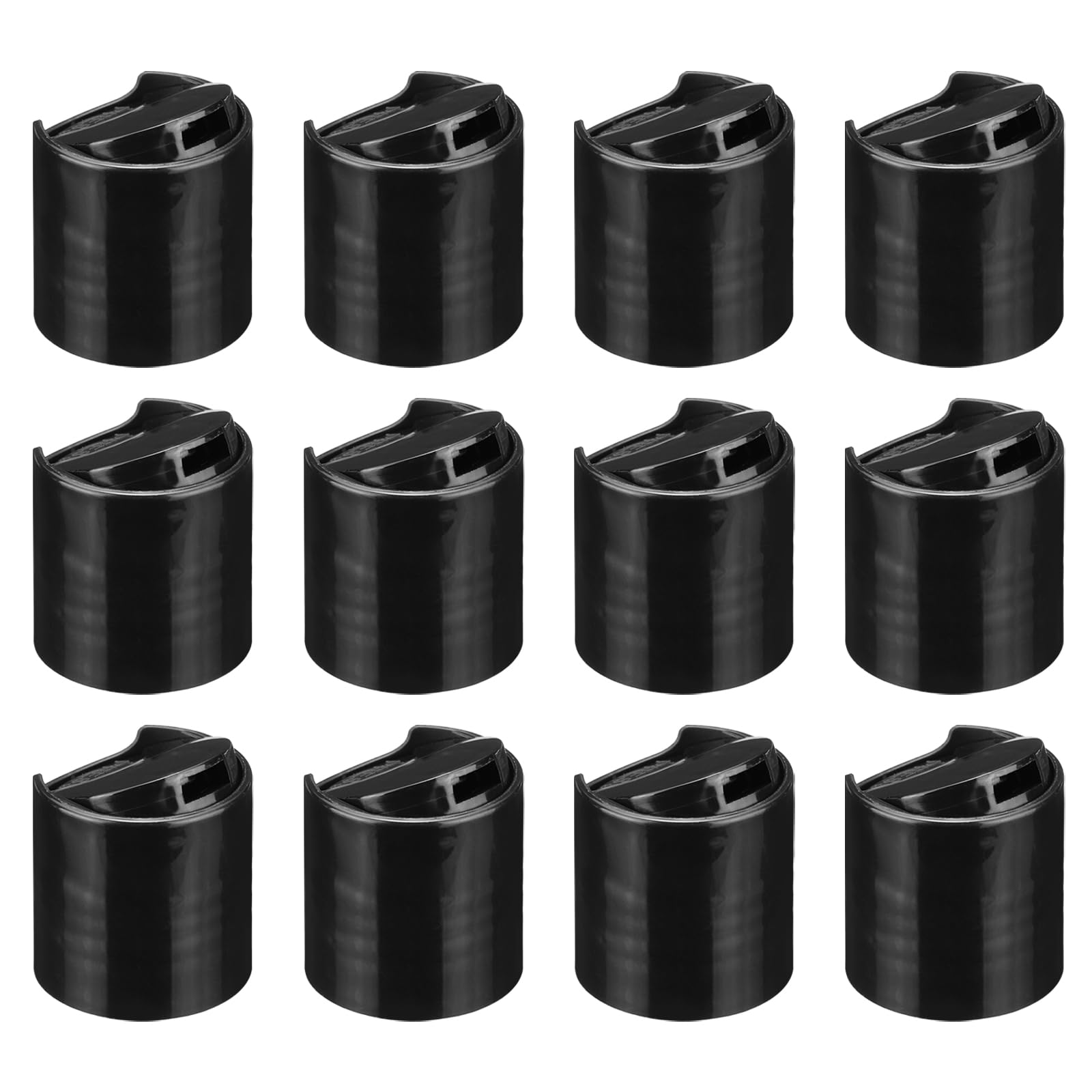 uxcell 24/410 PP Plastic Disc Top Caps Press Cap, 12PCS Durable Replacement Caps for Empty Bottle Lotion Shampoo Container, Black