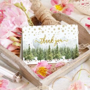 Artoid Mode 24 Pack Merry Christmas Thank You Cards Bird Xmas Tree Greeting Cards Gift With Envelope Sticker Blank Note Cards for Birthday Wedding Baby Shower Bridal Shower, 4 x 6 Inch