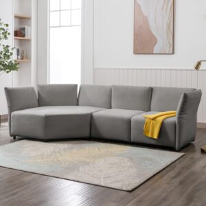 ADOWORE Modern Large Sectional Sofa Couch with Chaise, Special Petal L Shaped Modular Sofa with Adjustable Armrest and Backrest, Premium Velvet Sectional Couch for Living Room