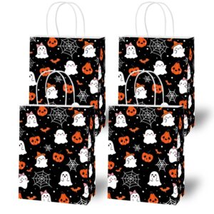 lecheme halloween treat bags 24 pcs pumpkin ghost halloween candy bags cute halloween bags with handles halloween paper treat bags for candy trick or treat party supplies