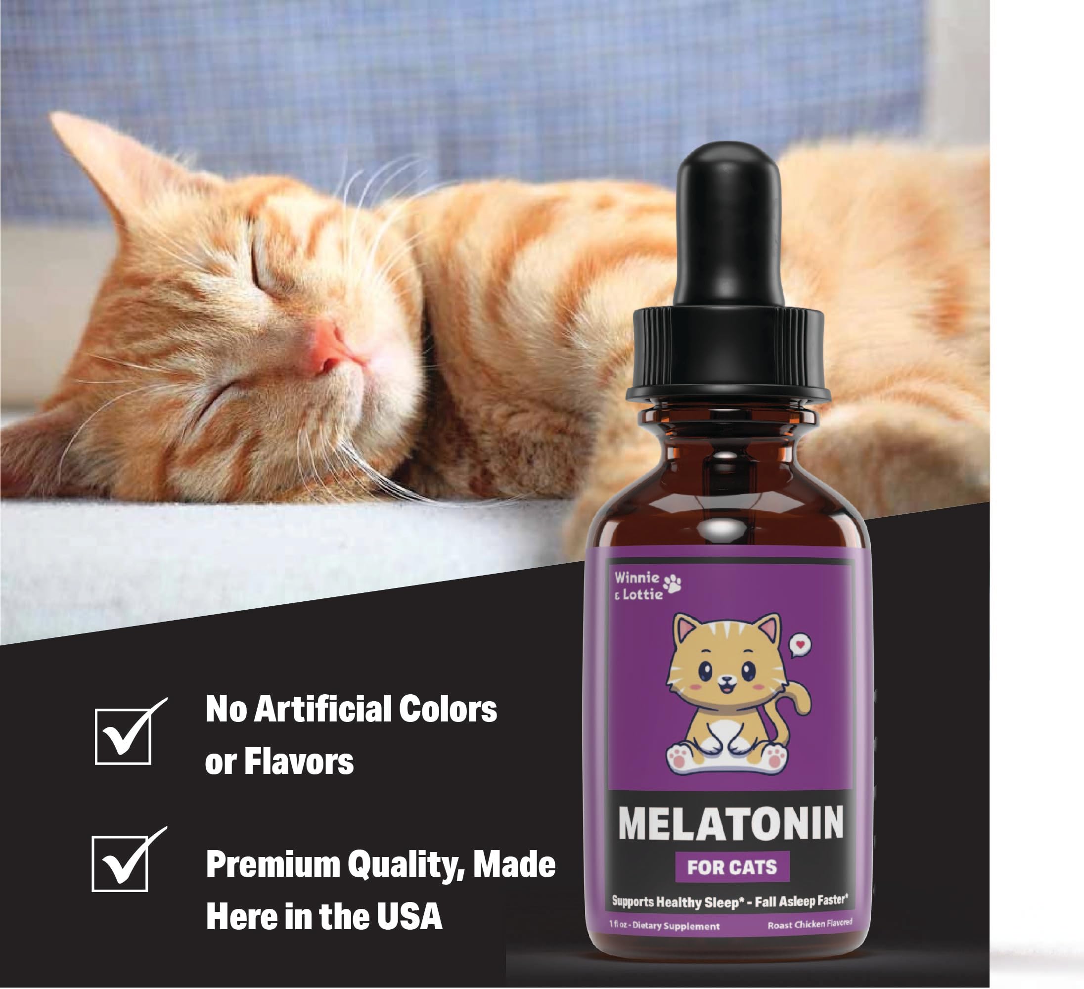 Cat Melatonin | Melatonin for Cats | Helps to Support Restful Sleep for Your Cat | Cat Sleep Aid | Cat Calming | Cat Anxiety Relief | Anxiety Relief for Cats | Cat Stress Relief | 1 fl oz