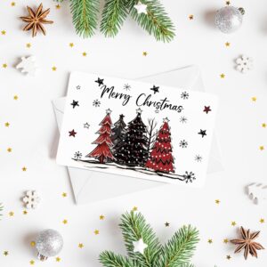 Artoid Mode 24 Pack Merry Christmas Thank You Cards Star Snowflake Xmas Tree Greeting Cards Gift With Envelope Sticker Blank Note Cards for Birthday Wedding Baby Shower Bridal Shower, 4 x 6 Inch