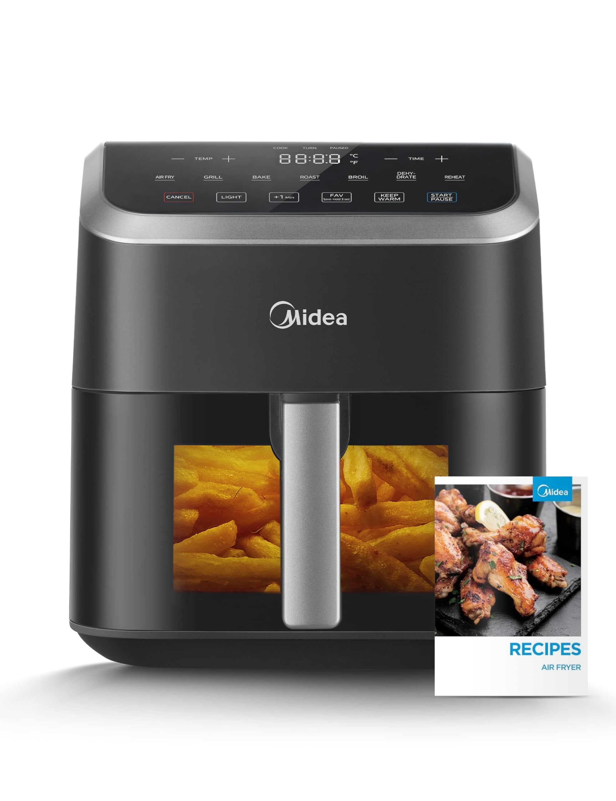 Midea Air Fryer 5.5 Quart with See-Thru Window, Heatexpress Rapid Air Technology, and 9 Preset Menus for Quick and Easy Meals