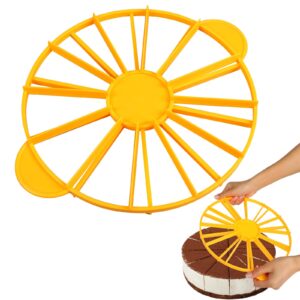 Liobelon Cake Portion Cutter Cake Divider Cheesecake Slicer Cake Slicer for Even Slices Double Sided Cake Portion Marker 10 or 12 Slices,Yellow