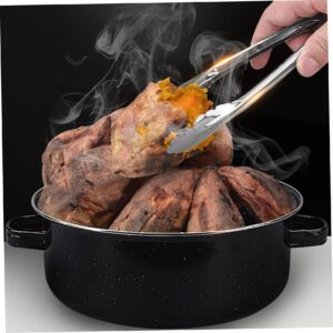 XJKLBYQ Roasting Pan,11-Inch Roasting Pan, Black Covered Oval Roaster Pan with Lid, Small Cookware for Turkey, Small Chicken, Roast Baking Pan for Home