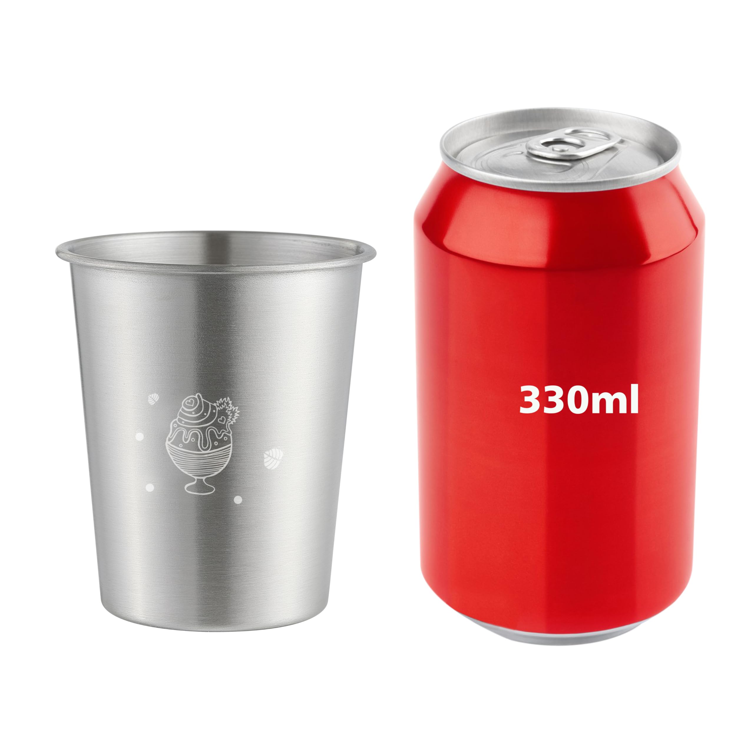 MONGSEW 4PCS Stainless Steel Kids Cups, 8 oz Unbreakable Stainless Steel Cups for Kids and Toddlers, Great for family meals, parties, camping trips and picnics, Dishwasher Safe (Gift box Included)