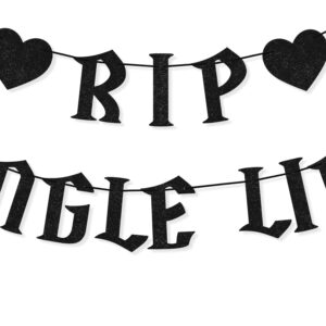 VILIFEVER Pre-Strung Rip Single Life Banner Gothic Bachelorette Party Decorations, Black Glitter Halloween Bridal Shower Engagement Wedding Photo Backdrop Party Supplies