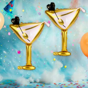 2Pcs Martini Balloon for Party Decoration, Martini Glass Balloons Martinis Bachelor Decoration Drink Foil Balloons for Birthday Wedding Bachelor Parties