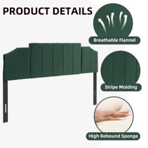 Finnhomy Velvet Upholstered King Size Headboard, Modern Vertical Channel Design, Adjustable Height from 42” to 46” Head Board, Jade