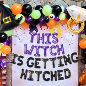 This Witch is Getting Hitched Banner Balloons Halloween Bachelorette Party Witch Bach Party Decorations Bridal Shower Party Supplies