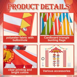 Tlswshsy 17PCS Circus Tent Decorations Set, Carnival Circus Door Banner with Awning and Directional Signs, Red and White Carnival Welcome Supplies for Circus Theme Party Birthday Home Decor