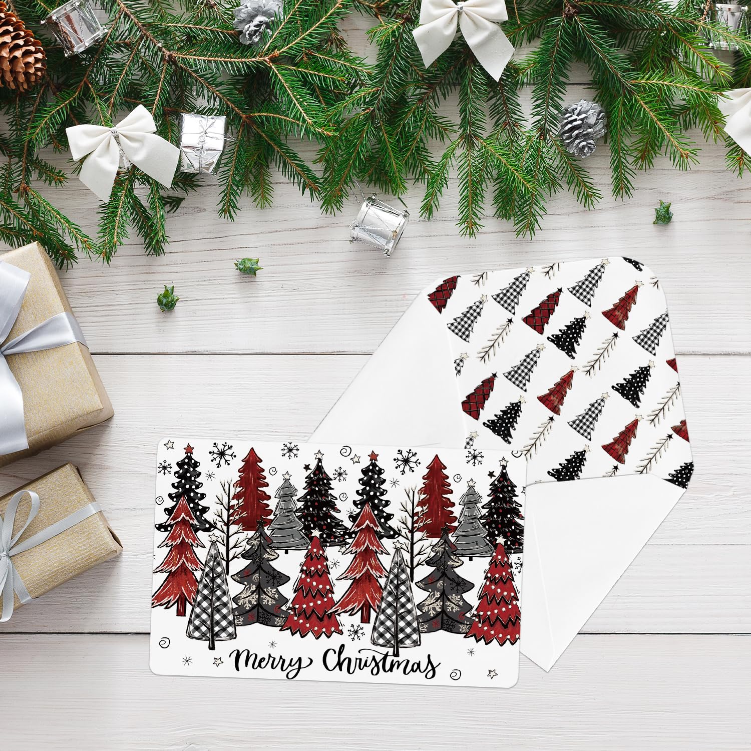 Artoid Mode 36 Pack Merry Christmas Thank You Cards Snowman Xmas Ball Tree Greeting Cards Gift With Envelope Sticker Blank Note Cards for Birthday Wedding Baby Shower Bridal Shower, 4 x 6 Inch