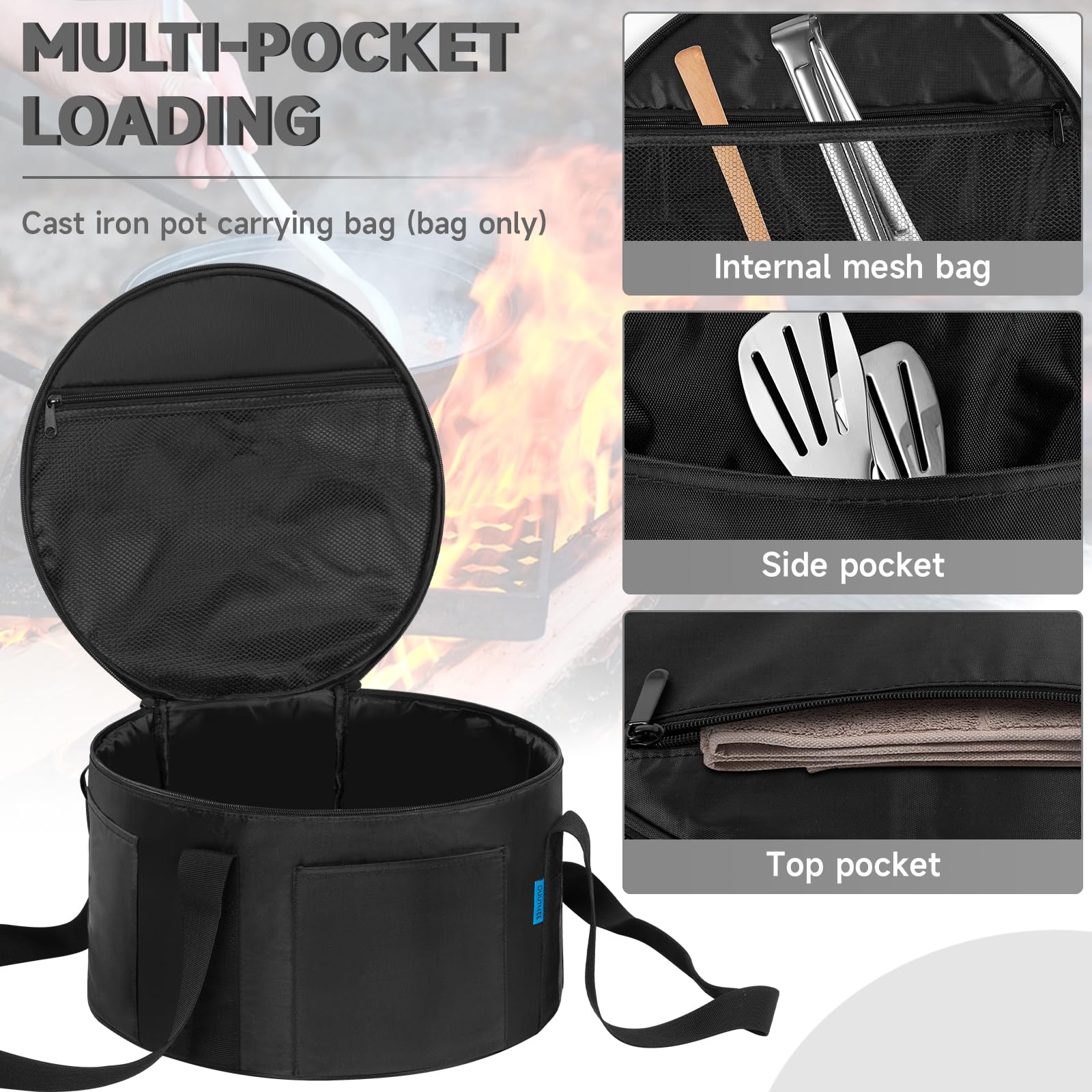 Dutch Oven Bag for 12 Inch Dutch Oven, Dutch Oven Carry Bag with Extra Pockets