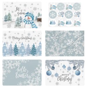 artoid mode 36 pack merry christmas thank you cards snowflake snowman xmas tree greeting cards gift with envelope sticker blank note cards for birthday wedding baby shower bridal shower, 4 x 6 inch