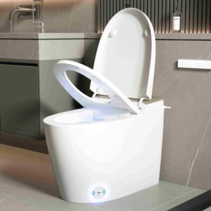 luxury smart toilet with bidet built in,modern bidet toilet with heated seat & auto open lid,one piece bidet toilet with auto flush,foot sensor flush,warm air drying,remote control,led display