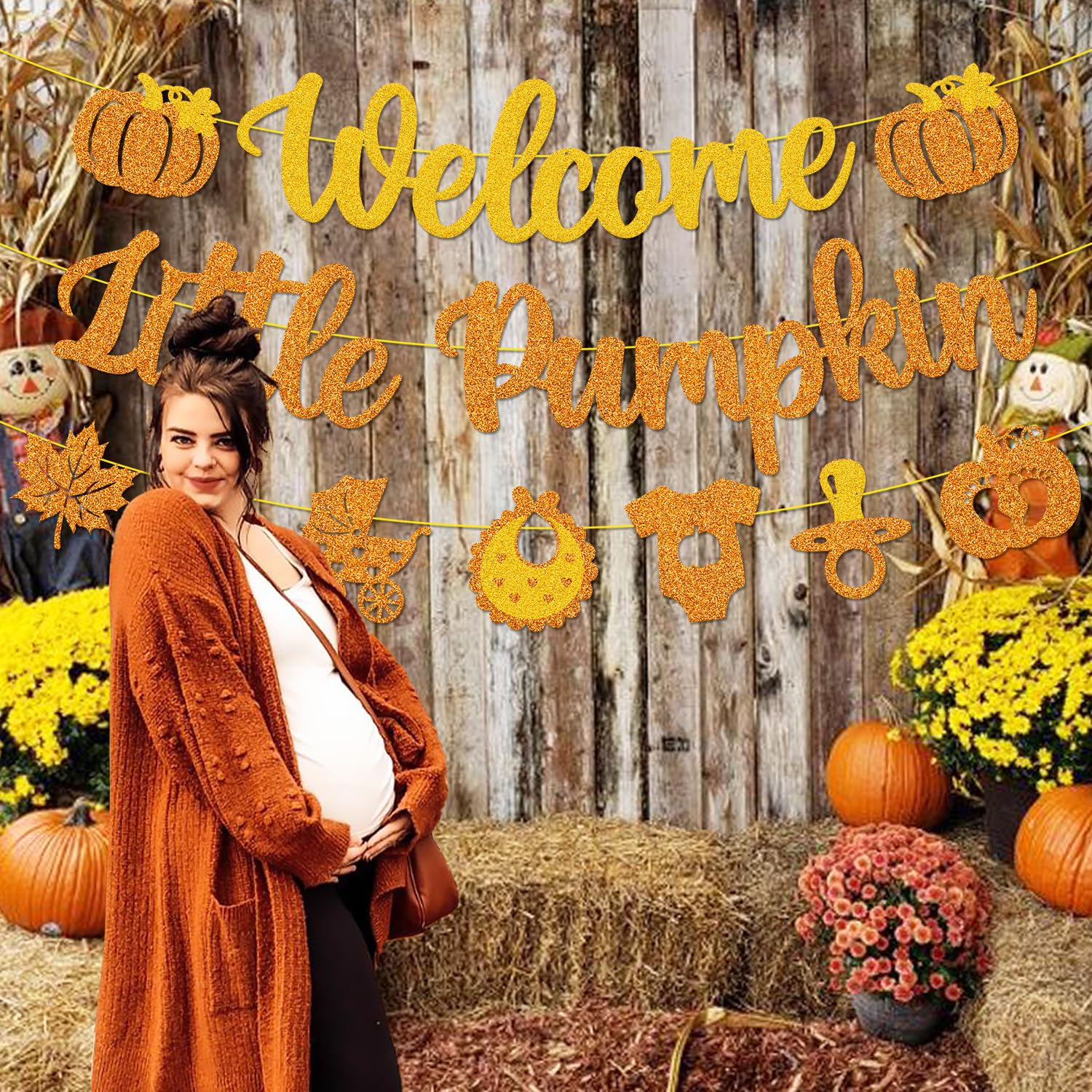 Welcome Little Pumpkin Banner Pumpkin Baby Shower Party Decorations for Baby Boy Girl Autumn Happy Fall Thanksgiving Gender Reveal Party Supplies