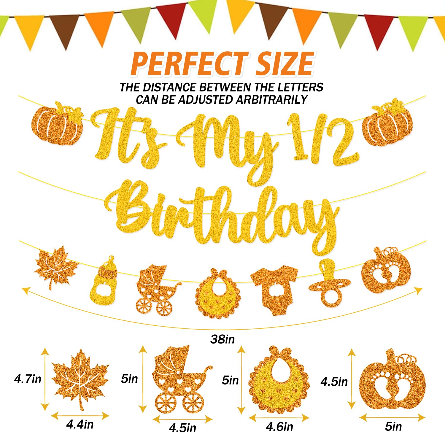 It's My 1/2 Birthday Banner Little Pumpkin Half Birthday Party Decorations for Baby Boy Girl 6 Months Autumn Baby Shower Party Supplies