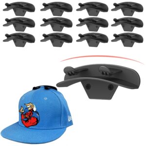 nldsdsph adhesiv hat hooks for wall, adhesive hat rack,hat organizer for baseball caps,hat hooks display for wall,door,closet, office, bedroom-12 pack (black)