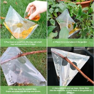 Snail Slug Trap Beer, 20PCs Plastic Bag Snail Killer, Slug Repellent for Garden, Snail Slug Catcher