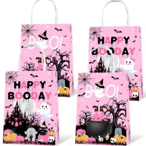 lecheme pink halloween paper bags 24 pcs happy booday halloween candy bags halloween treat bags for candy trick or treat birthday gift bags halloween party favors