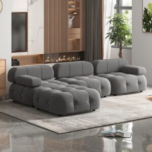 ADOWORE Bubble Sofa Couch for Living Room, 103inch Velvet Modern Sectional Sofa, L Shape Minimalist Modular 4-Seater Sofa Bubble Couch with Ottomans for Office Apartment