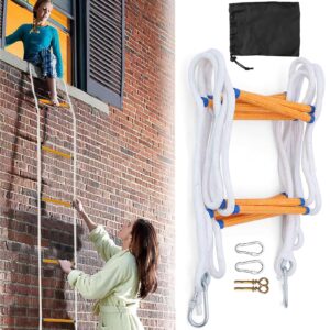 emergency fire escape rope ladder flame resistant emergency fire safety evacuation ladder fast to deploy sturdy & strong portable and reusable(16f/5m)