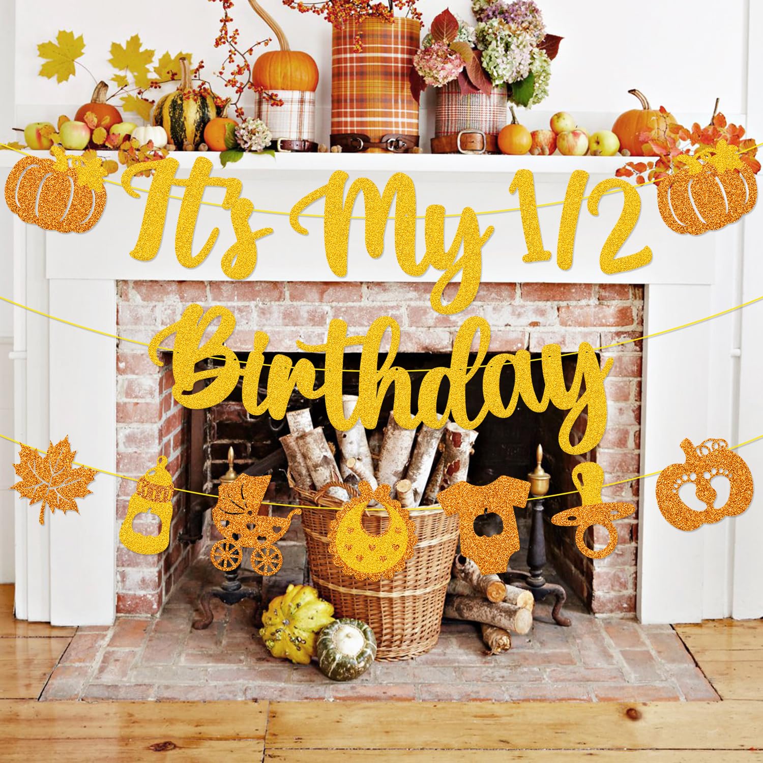 It's My 1/2 Birthday Banner Little Pumpkin Half Birthday Party Decorations for Baby Boy Girl 6 Months Autumn Baby Shower Party Supplies