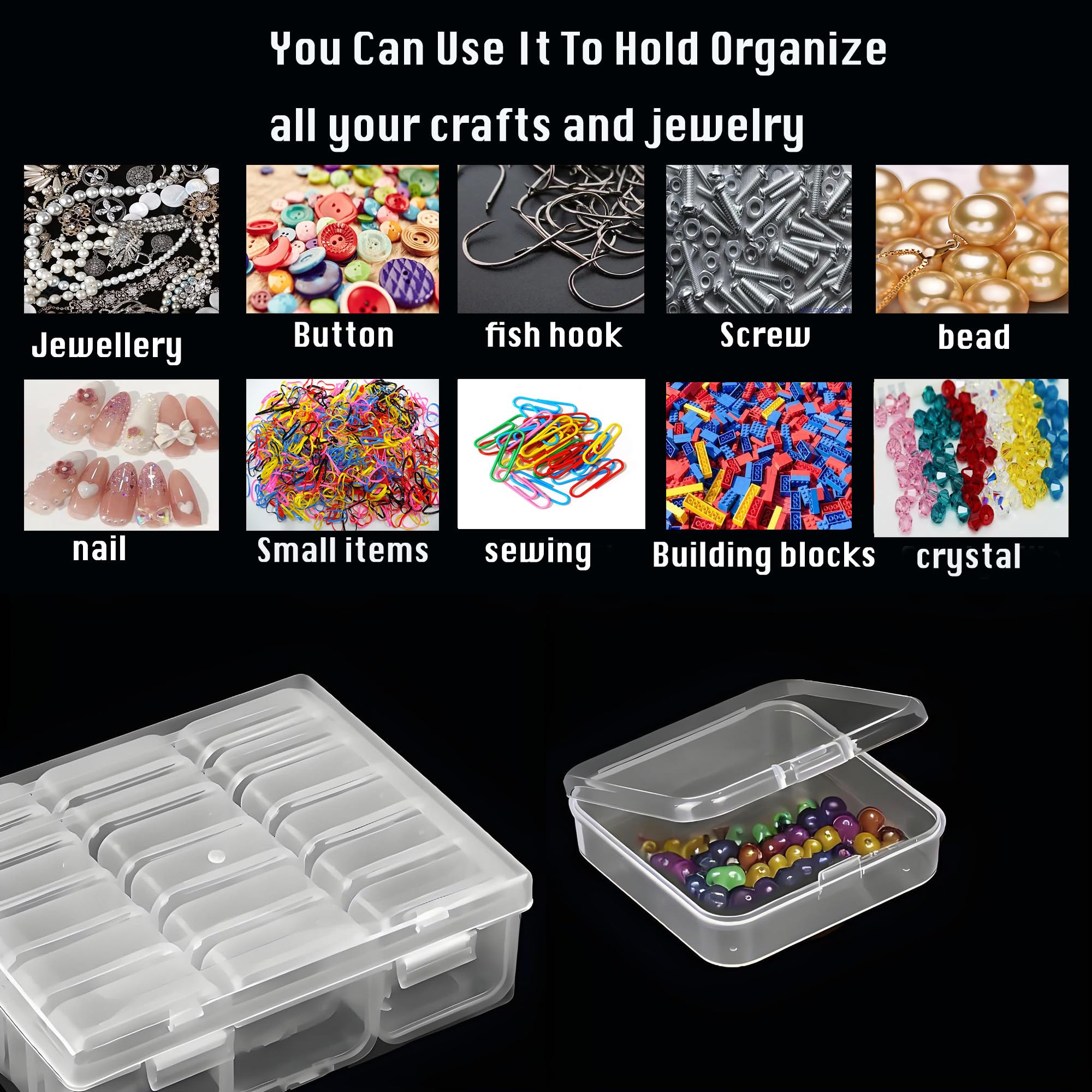 CHSZCHOMER 38 transparent plastic boxes - suitable for storing beads and small items