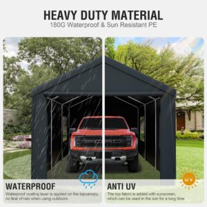 Yardsight 13'x 20' Carport, Heavy Duty Car Canopy Portable Garage with Removable Sidewalls and Roll-up Ventilated Doors & Windows for Car, SUV, Truck, Boat. Gray