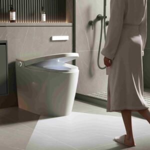 Luxury Smart Toilet with Bidet Built In,Modern Bidet Toilet with Heated Seat & Auto open lid,One Piece Bidet Toilet with Auto Flush,Foot Sensor Flush,Warm Air Drying,Remote Control,LED Display