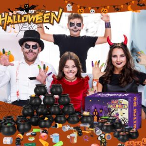 APROAT 240 PCS Halloween Party Favors for Kids Bulk, 24 Pack Prefilled Small Plastic Witch Cauldron,Halloween Toys for Trick or Treat,Halloween Prizes for Kids Party